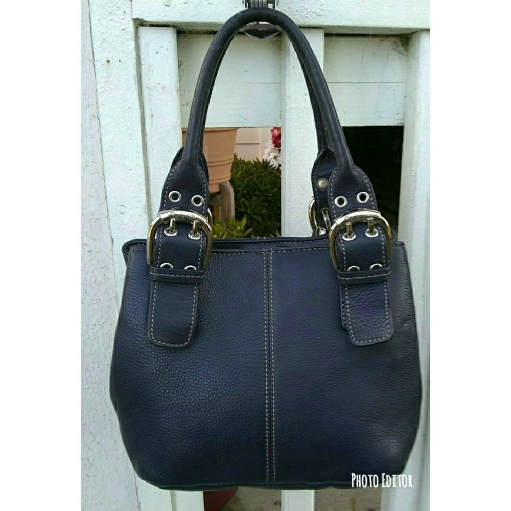 TIGNANELLO NAVY BLUE PEBBLE GRAIN SATCHEL BAG - Picture 5 of 6